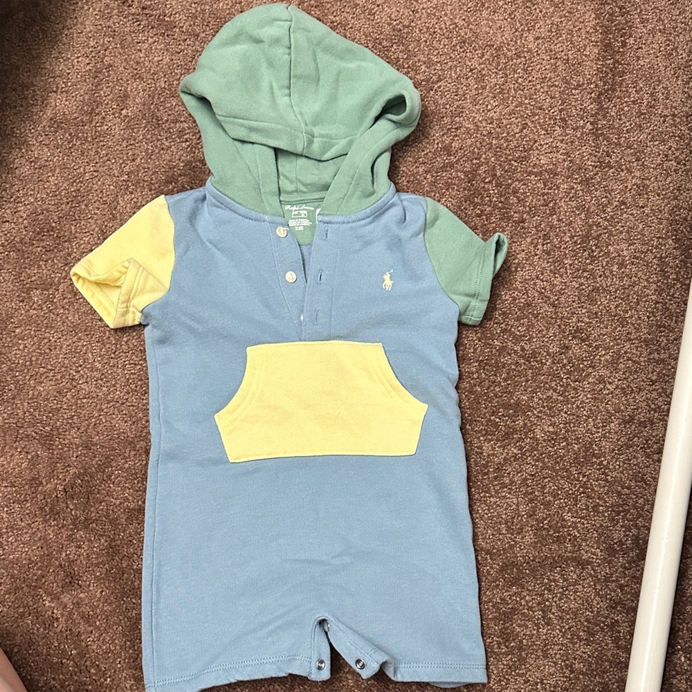 Ralph Lauren Green and Blue Baby Romper